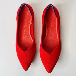Rothy's The Point The Flame Pointed Toe Red Flat Size 6